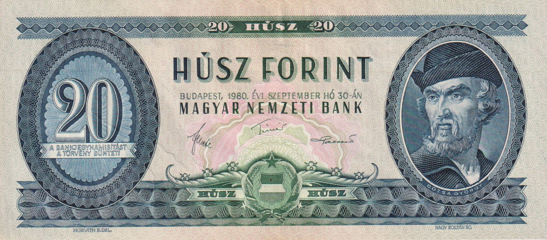 20 Forint 1980. ( C 384 ) alacsony sorszám 000514.