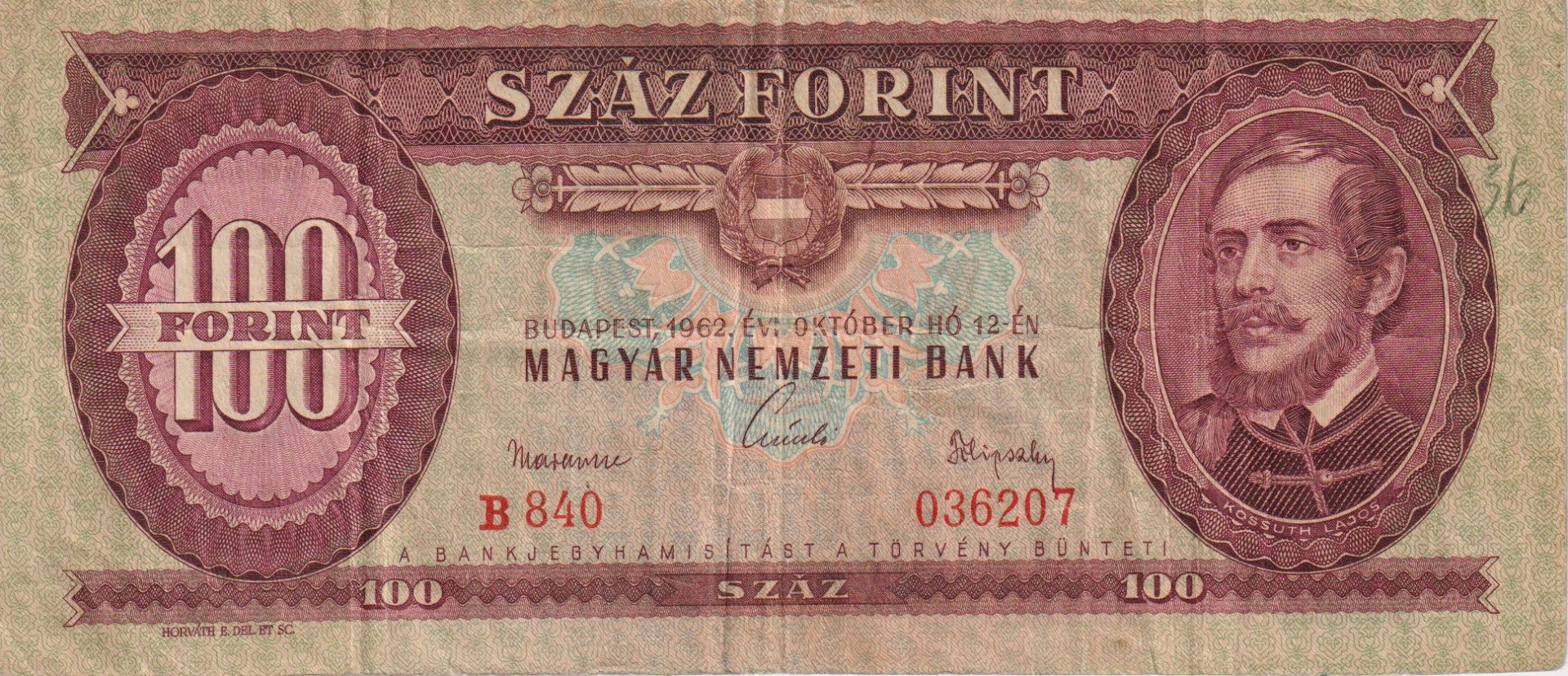 100 Forint 1962. ( B 840 )