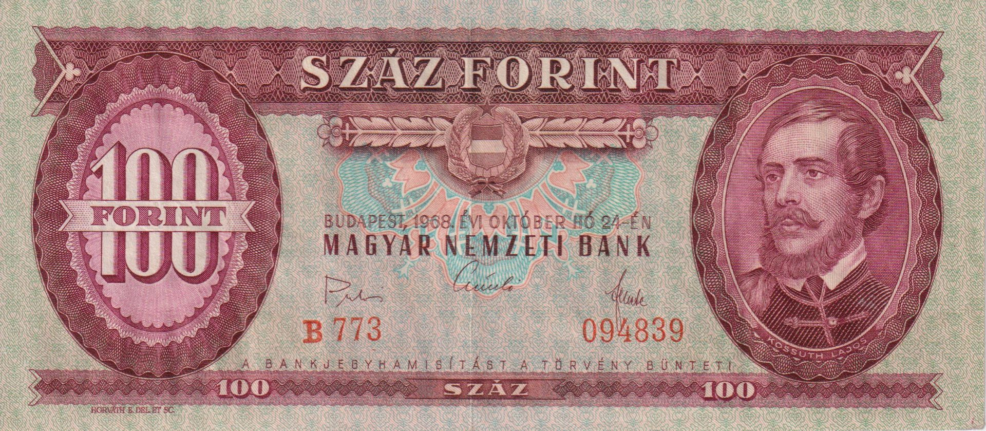 100 Forint 1968. ( B 773 )
