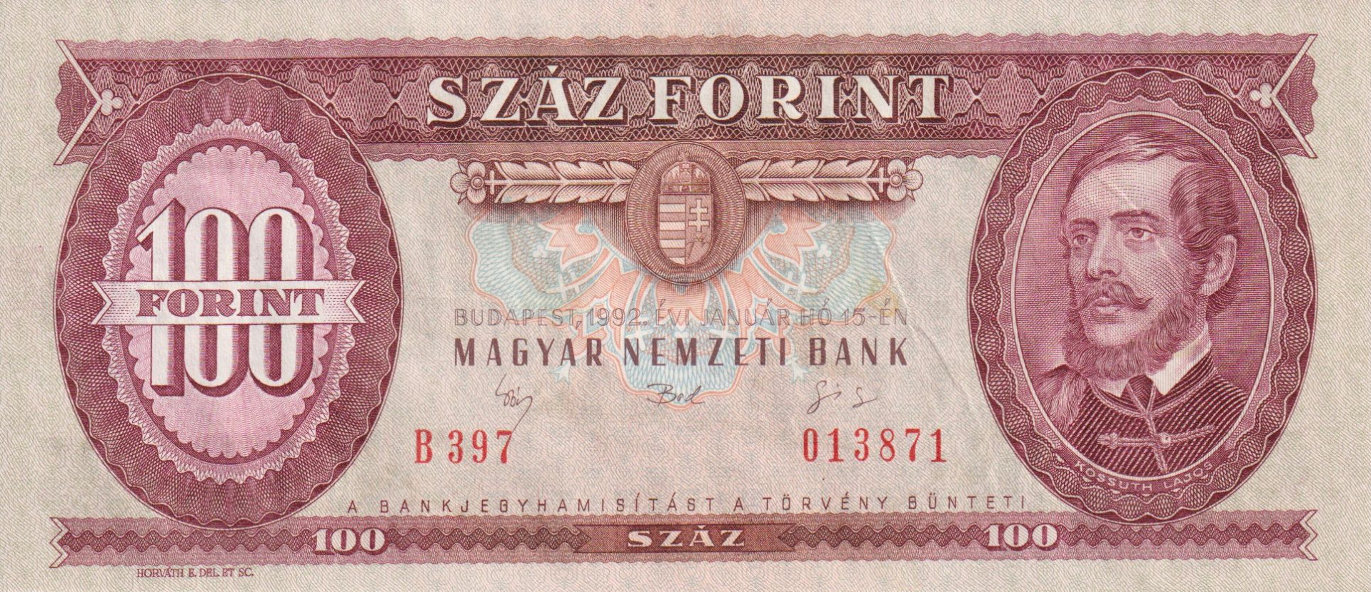100 Forint 1992. ( B 397 )