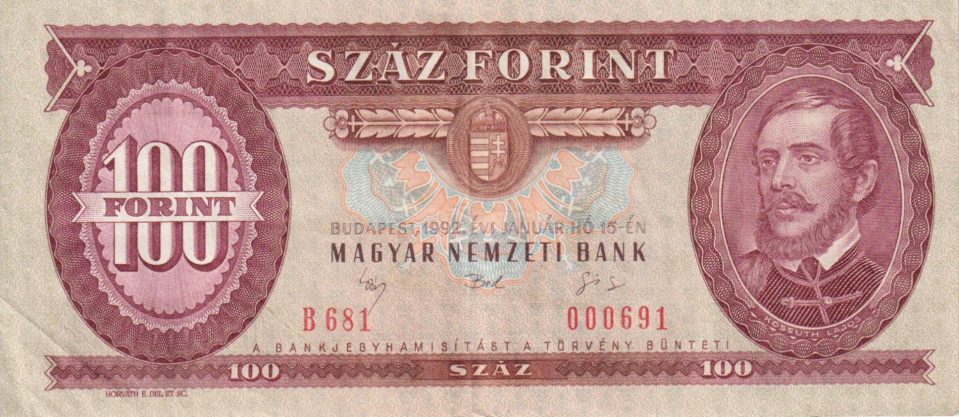 100 Forint 1992. ( B 681 )