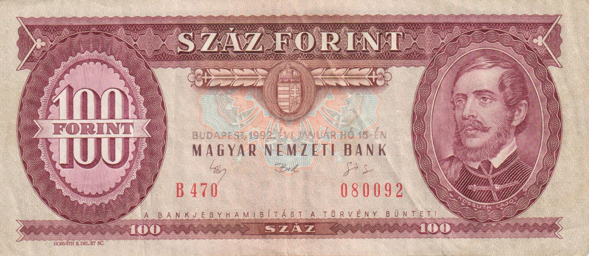 100 Forint 1992. ( B 470 )