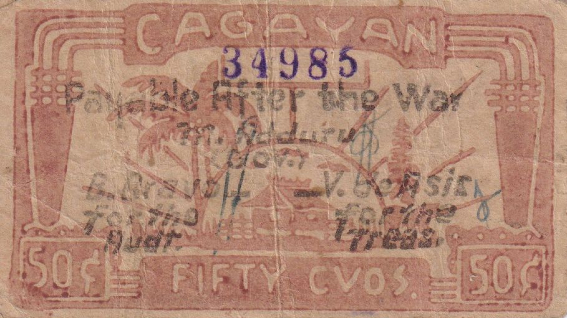 Fülöp-szig. II.Vh. 50 centavos  1942.Ser. CAGAYAN tartomány  Kat:S185a