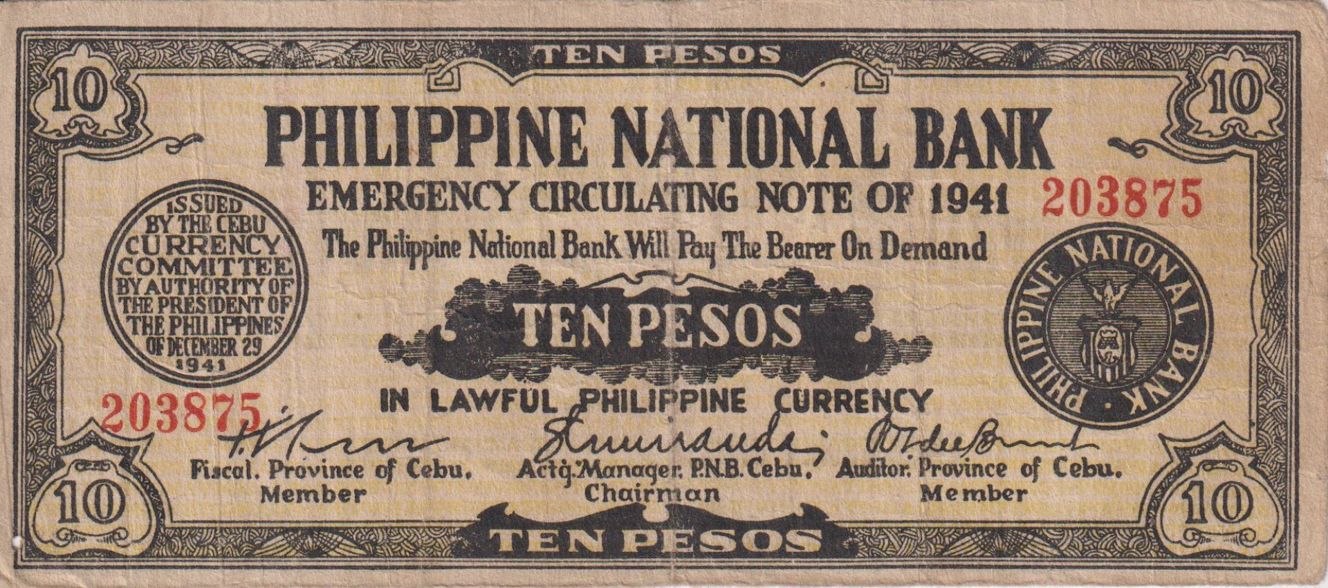 Fülöp-szig. II.Vh. 10 pesos  1941.Ser. CEBU tartomány  Kat:S217b