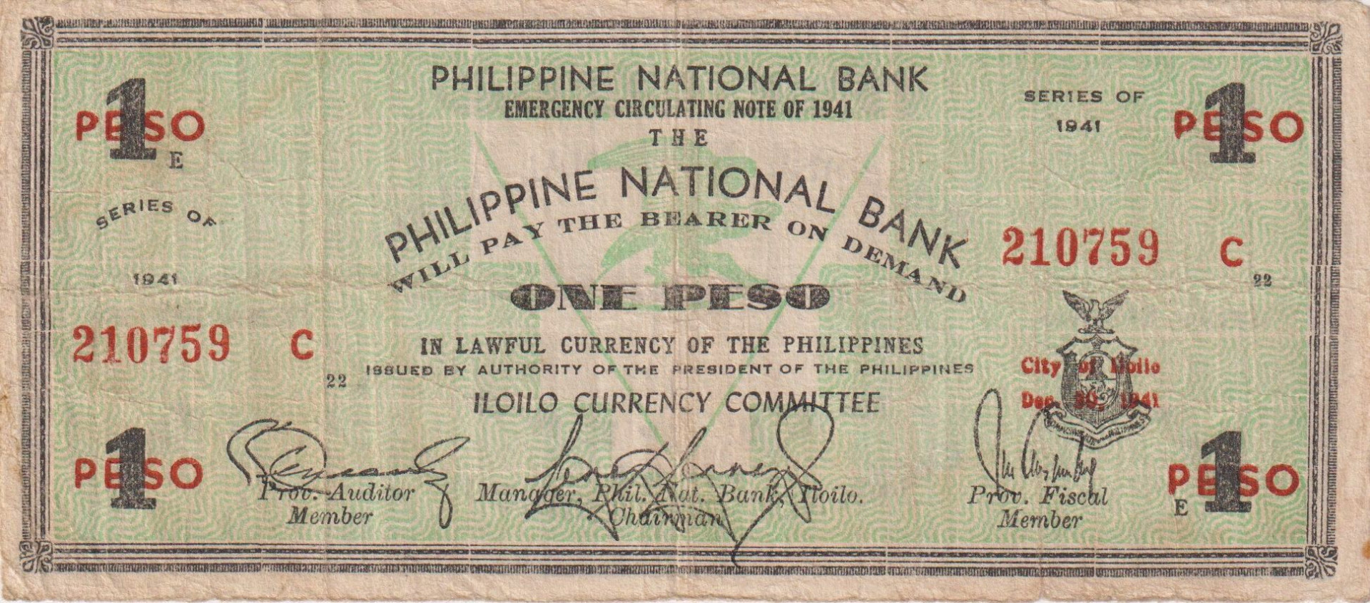 Fülöp-szig. II.Vh. 1 peso  1941.Ser. ILOILO tartomány  Kat:S305