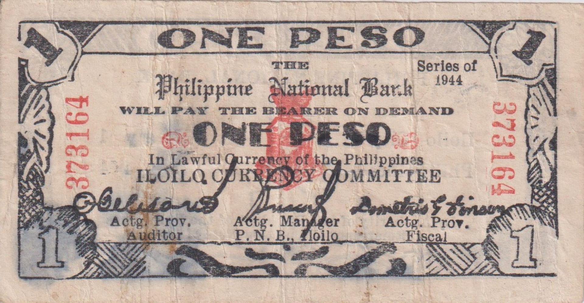 Fülöp-szig. II.Vh. 1 peso  1944.Ser. ILOILO tartomány  Kat:S339