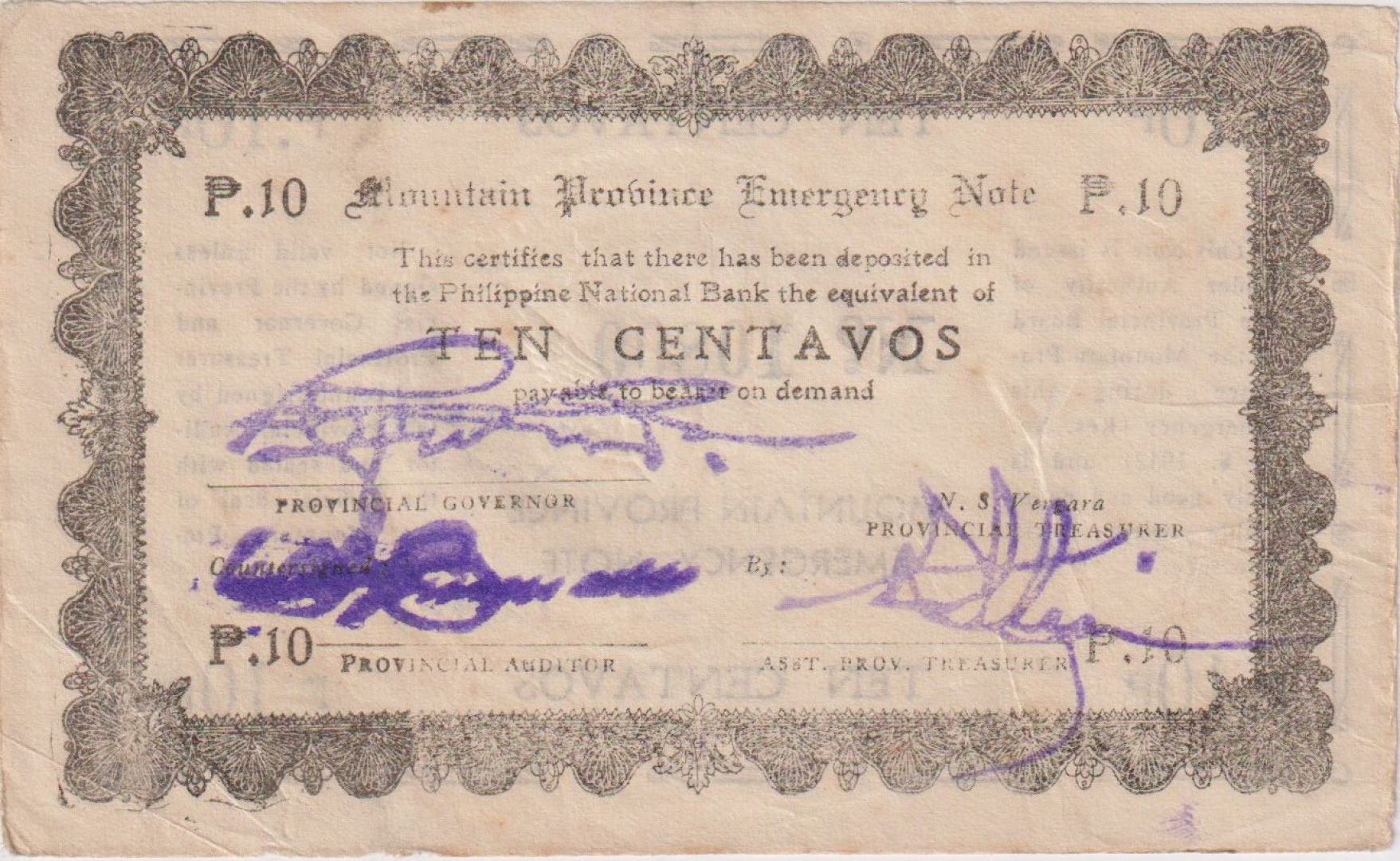 Fülöp-szig. II.Vh. 10 centavos  1942.Ser. MOUNTAIN-tartomány Kat:S592