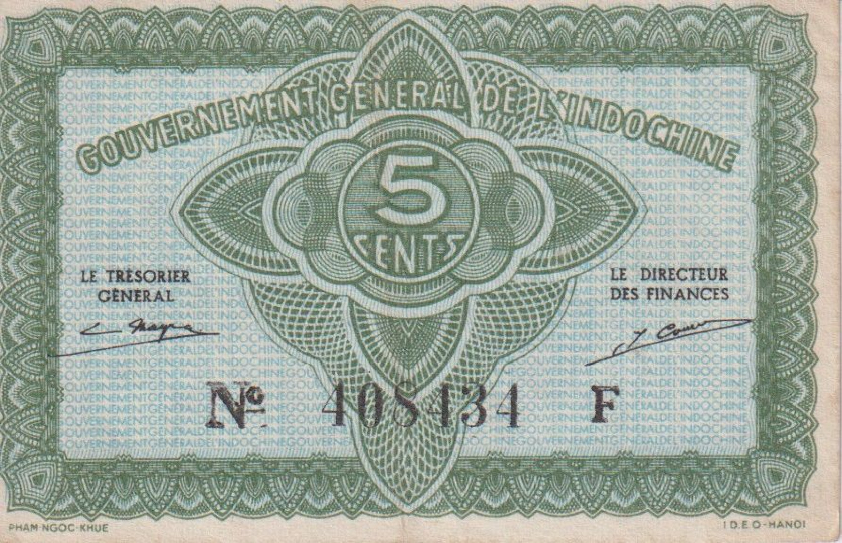 Francia-Indokina 5 cents 1942. P88a