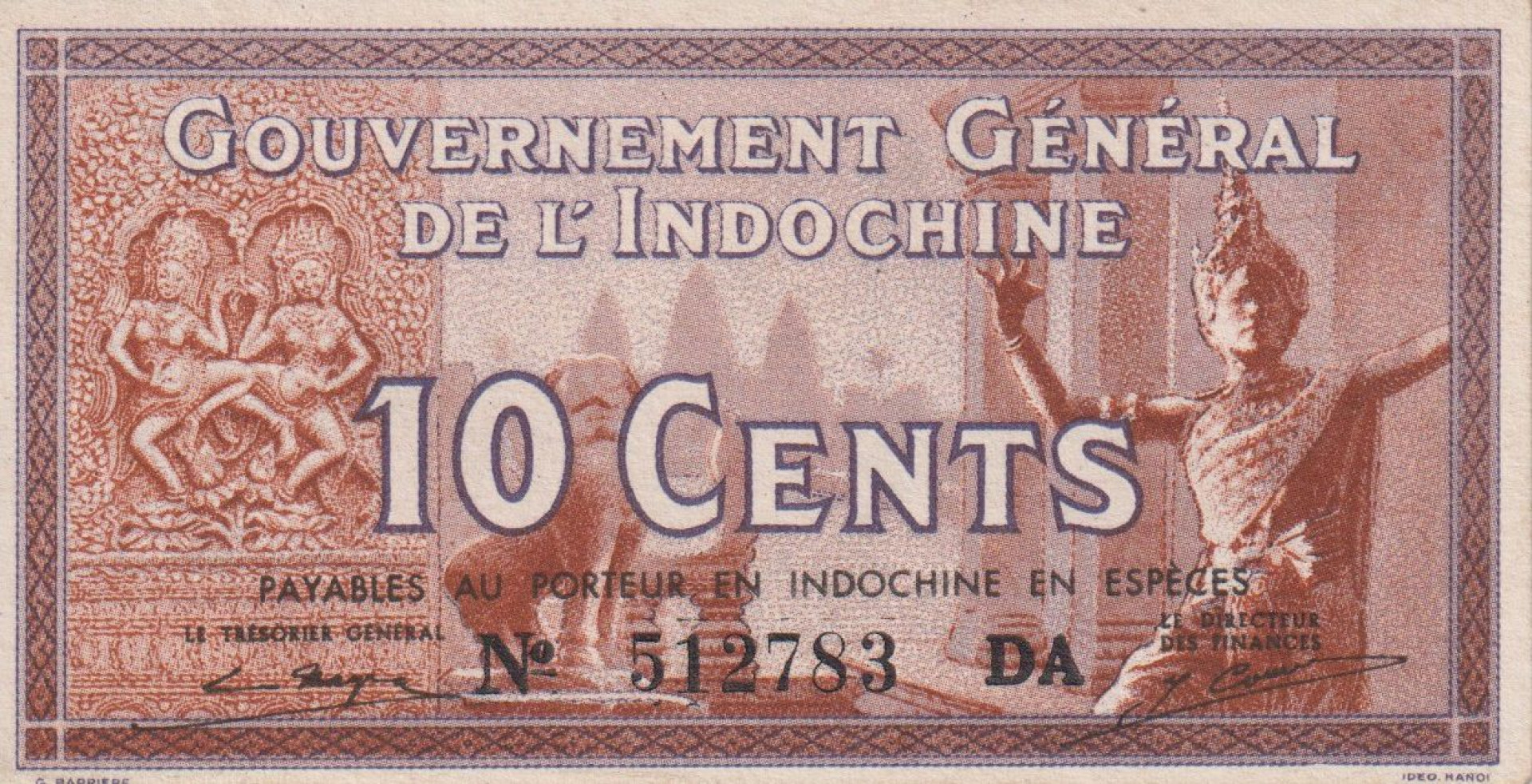 Francia-Indokina 10 cents 1939.DA  P85