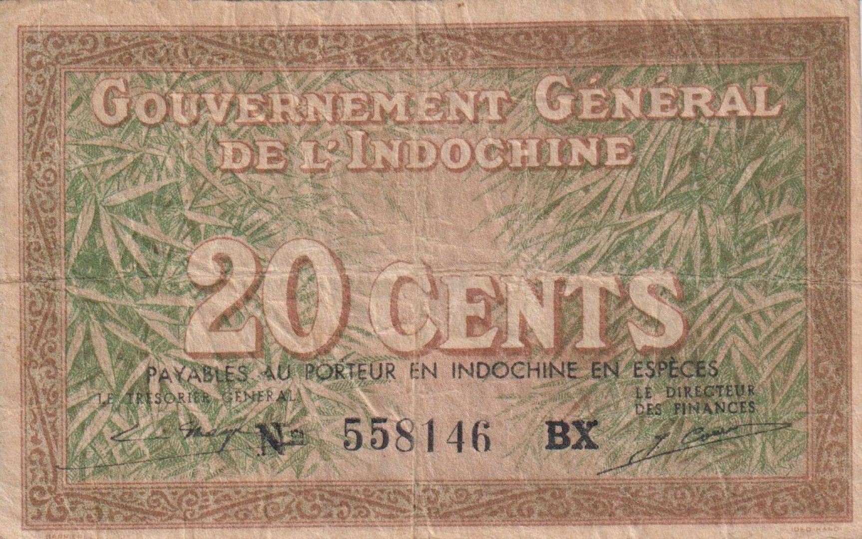 Francia-Indokina 20 cents 1939.BX  P86