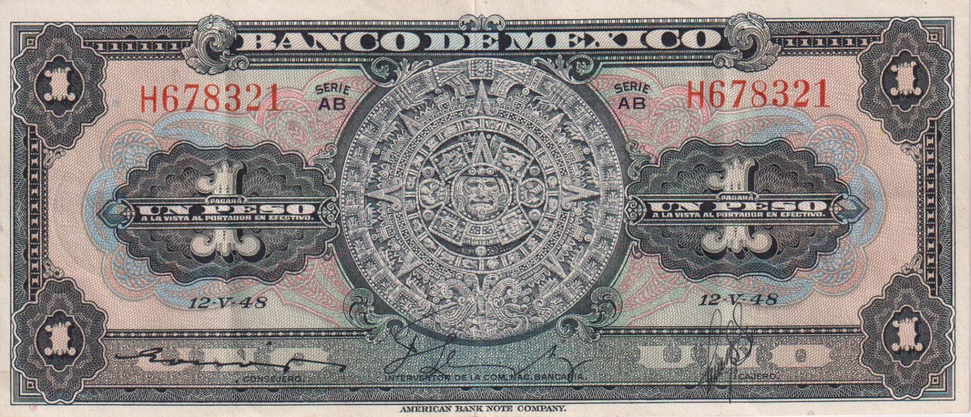 Mexiko 1 peso 1948.05.12. P 38d
