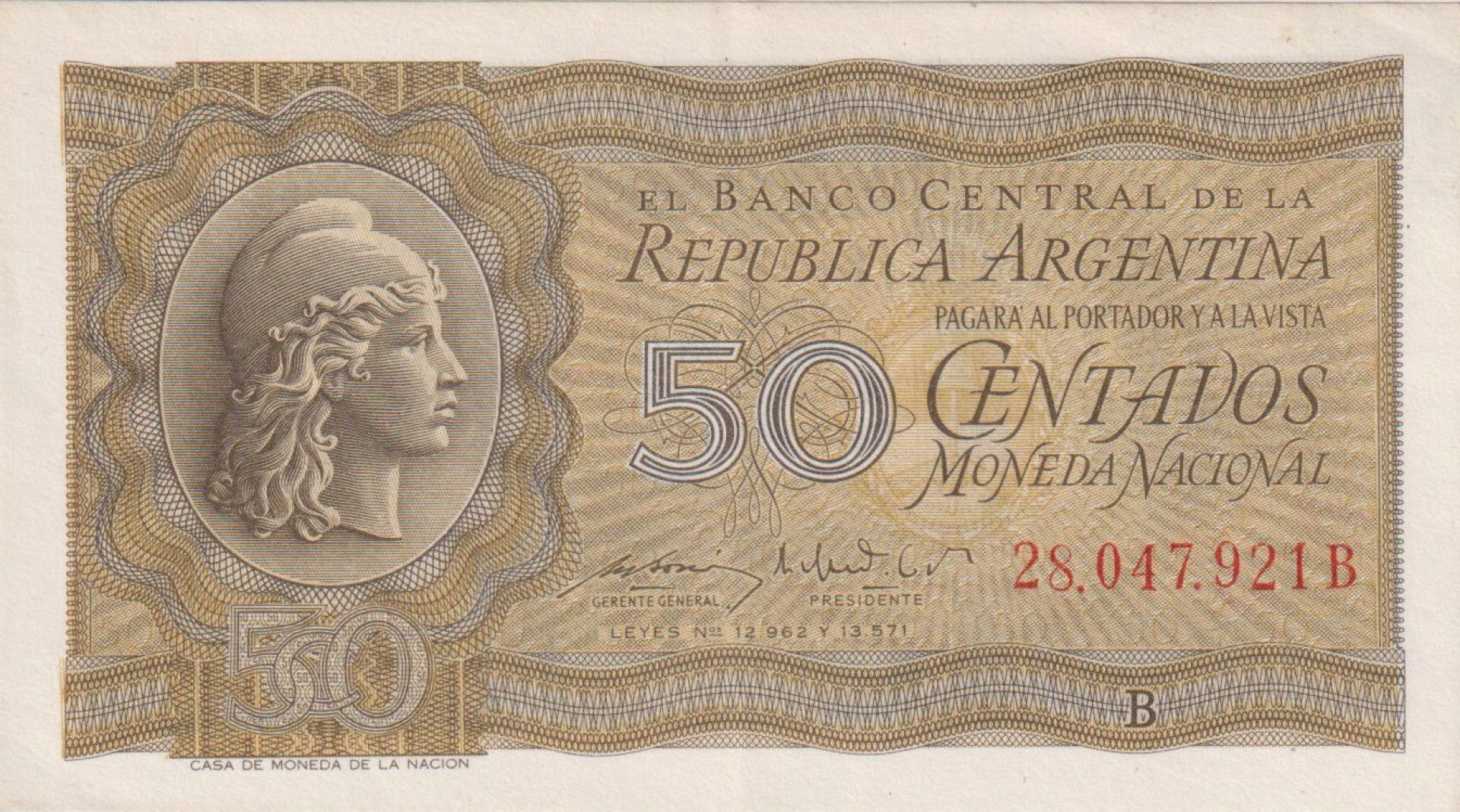 Argentina 50 centavos 1951-1956. P 261