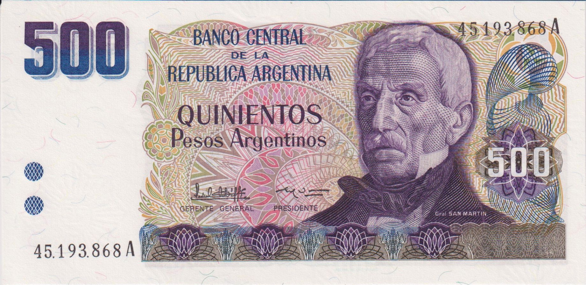 Argentina 500 pesos 1984.  P 316