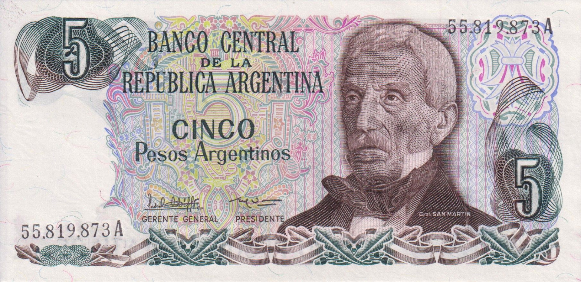 Argentina 5 pesos 1984.  P 312