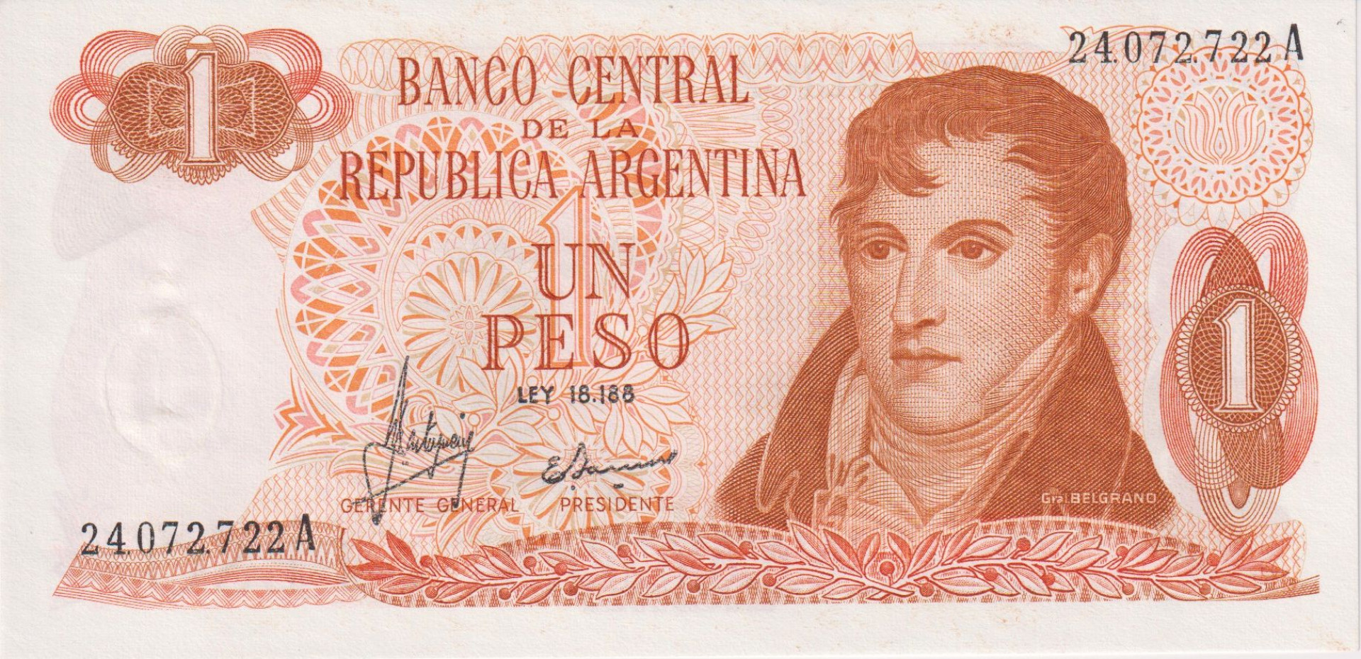 Argentina 1 peso 1970-1971.  P 287