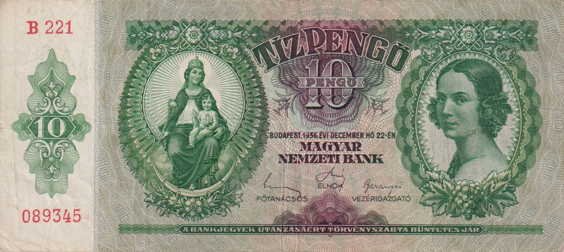 10 Pengő 1936. B 221