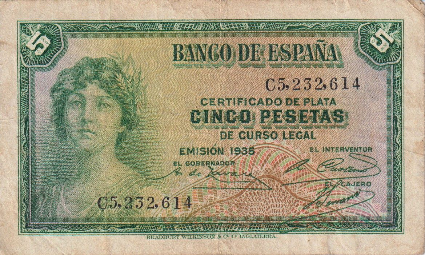 Spanyolország 5 pesetas 1935. P 85
