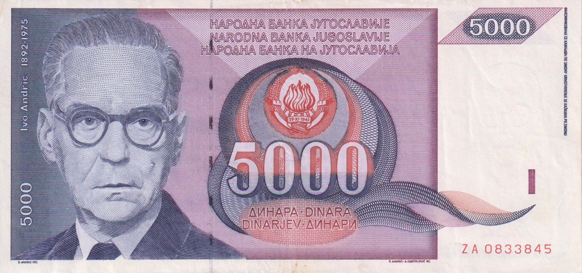 Jugoszlávia 5000 dinár 1991.   P 111