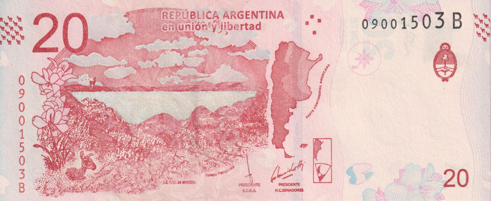 Argentina 20 pesos 2017-2020. P 361