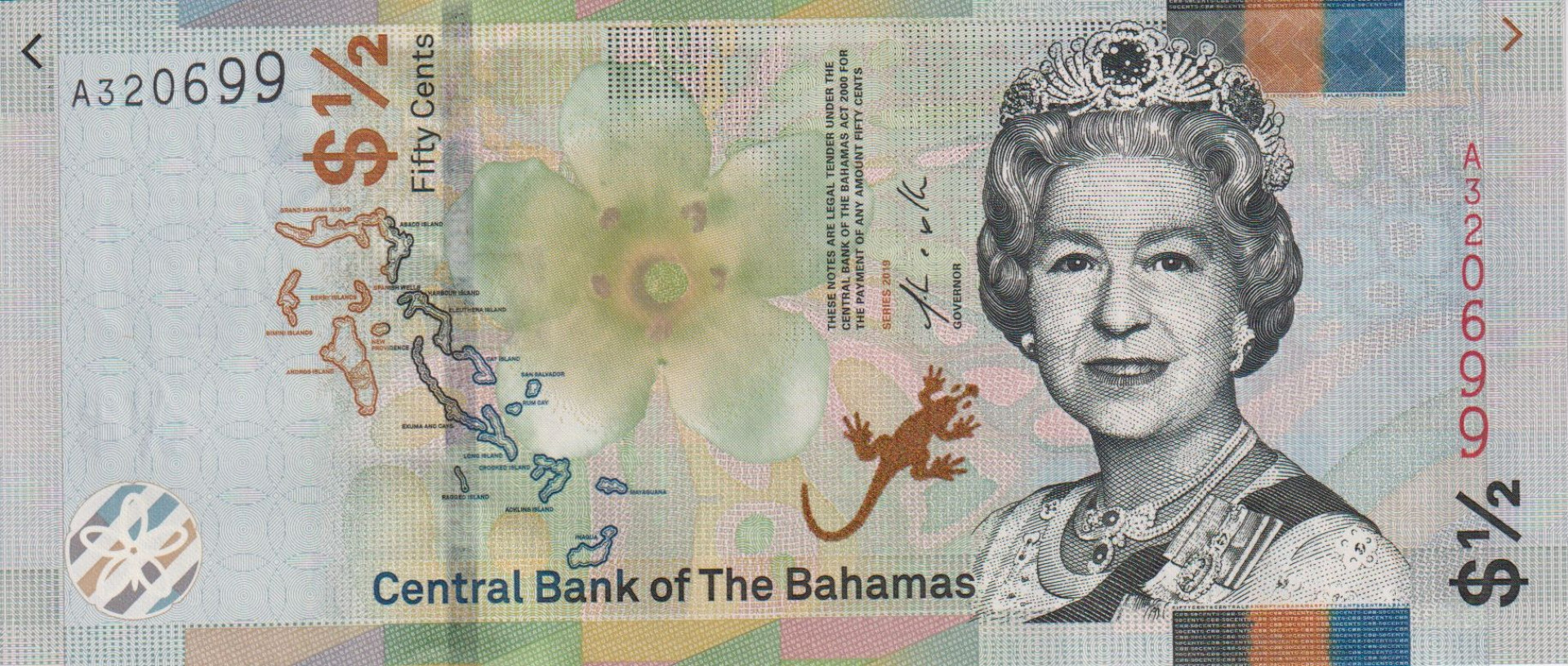 Bahama 1/2 cents 2019.  P A 77