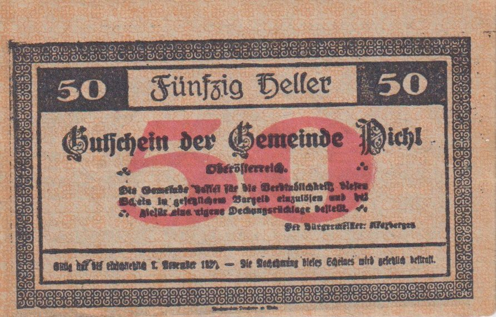 Pichl bei Wels 50 heller 1920