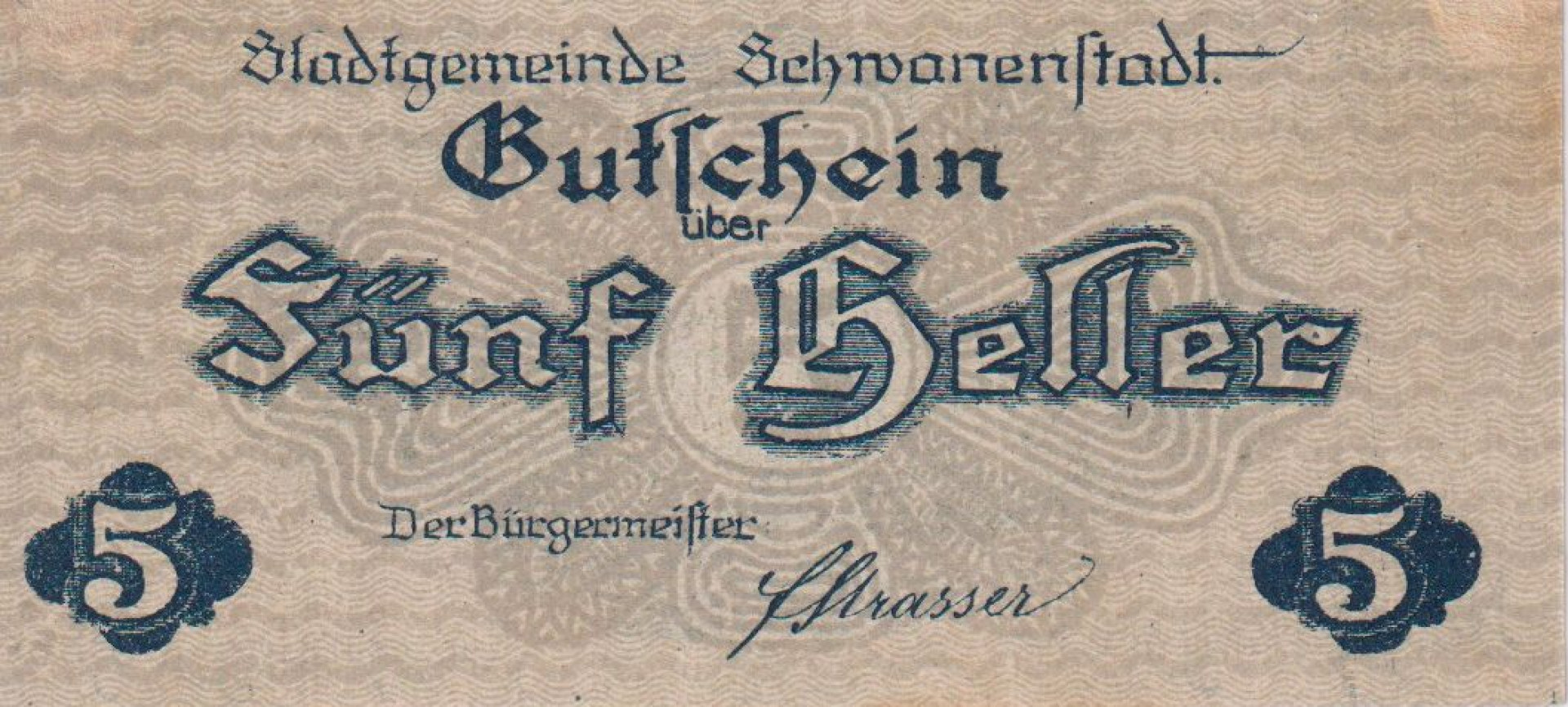 Schwanenstadt 5 heller 1920
