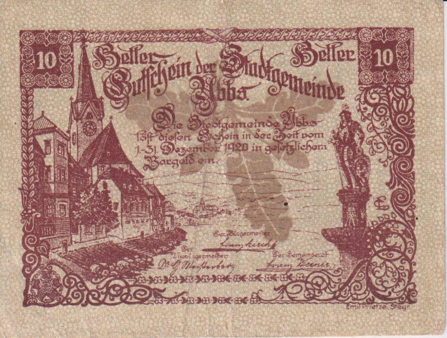 Ybbs 10 heller 1920