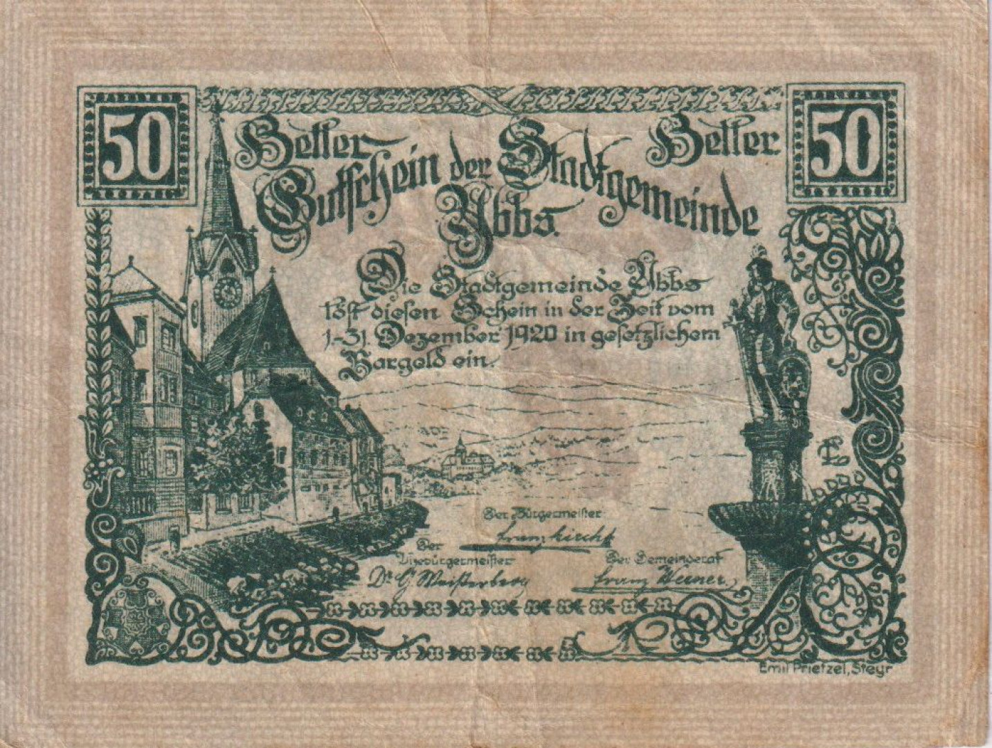 Ybbs 50 heller 1920