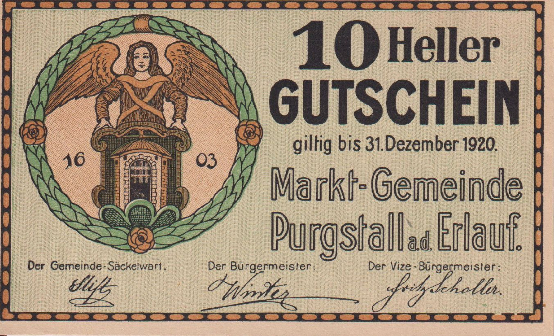 Purgstall ad. Erlauf 10 heller 1920