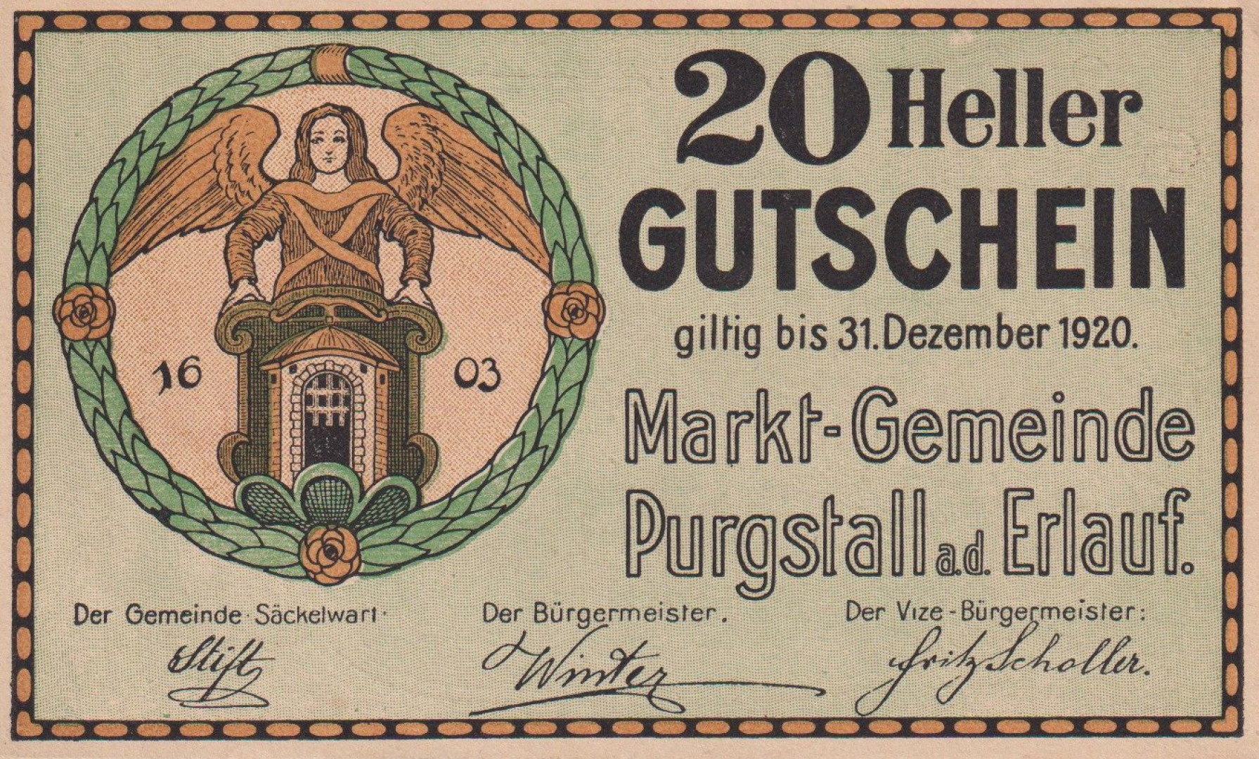 Purgstall ad. Erlauf 20 heller 1920