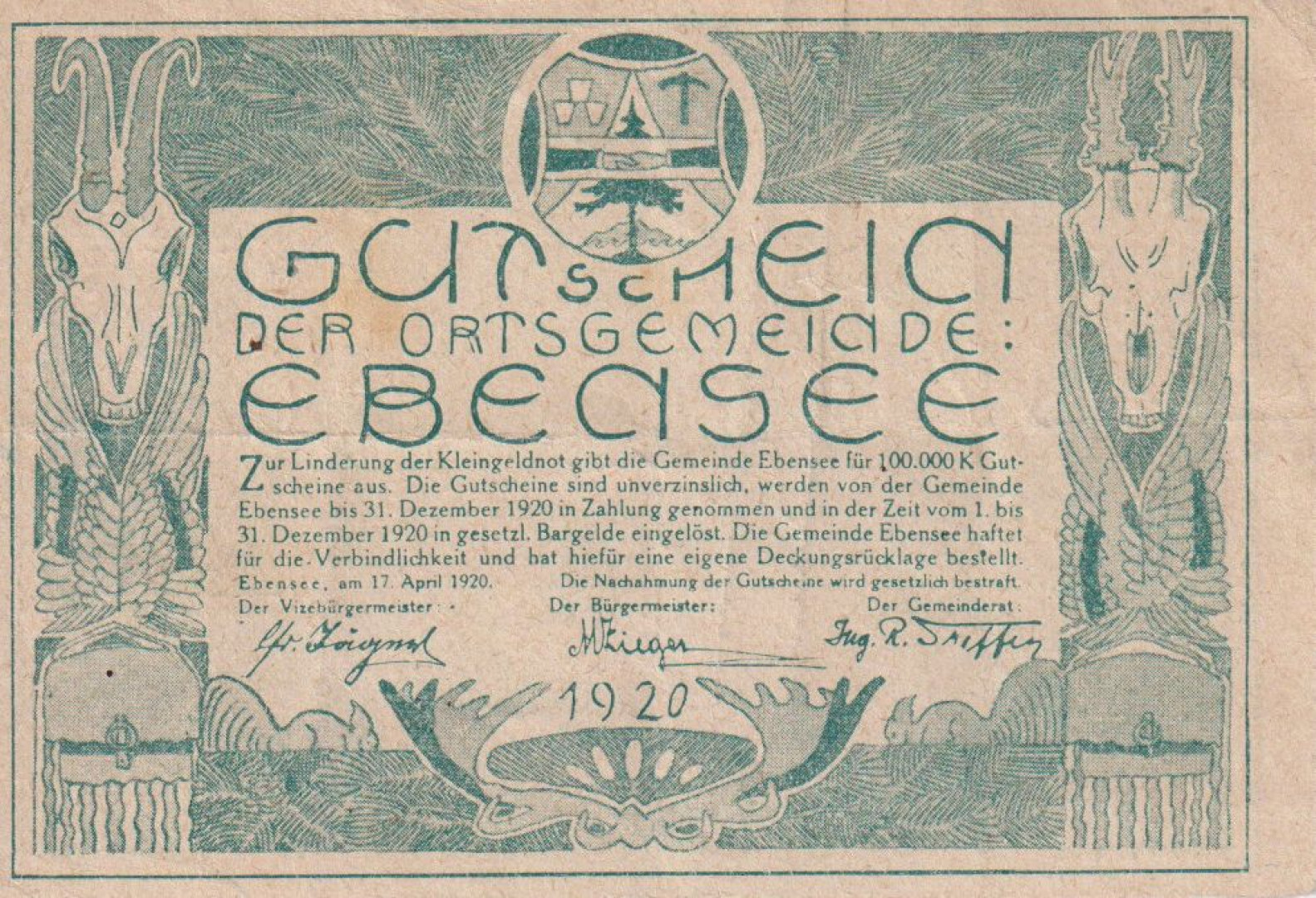 Ebensee 10 heller 1920