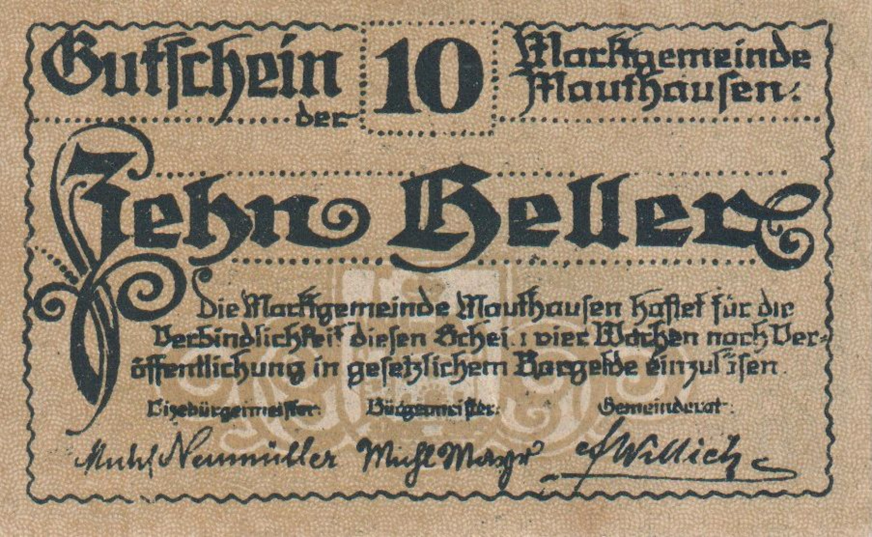 Mauthausen 10 heller 1920