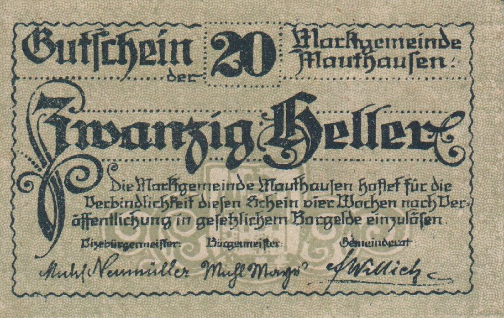 Mauthausen 20 heller 1920