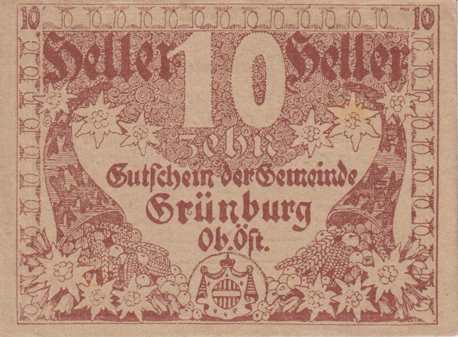 Grünburg 10 heller 1920