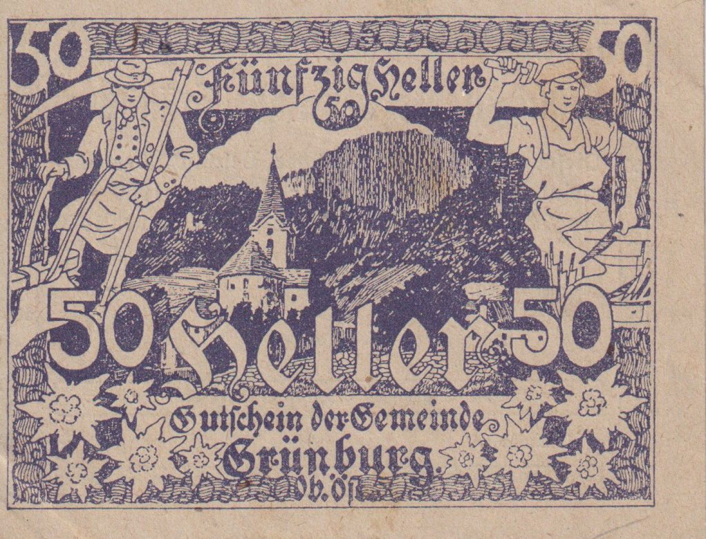 Grünburg 50 heller 1920