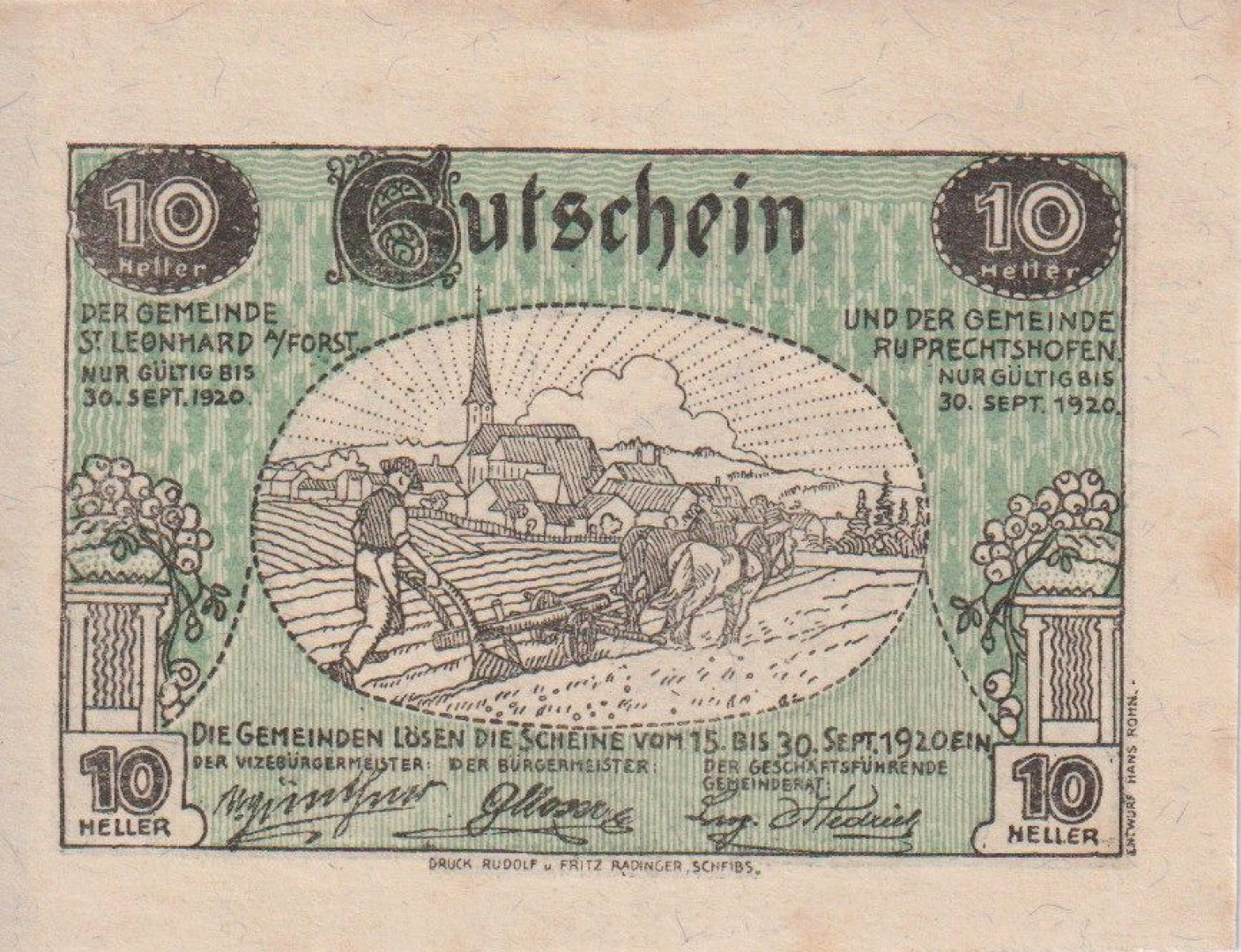 St. Leonhard am Forst 10 heller 1920