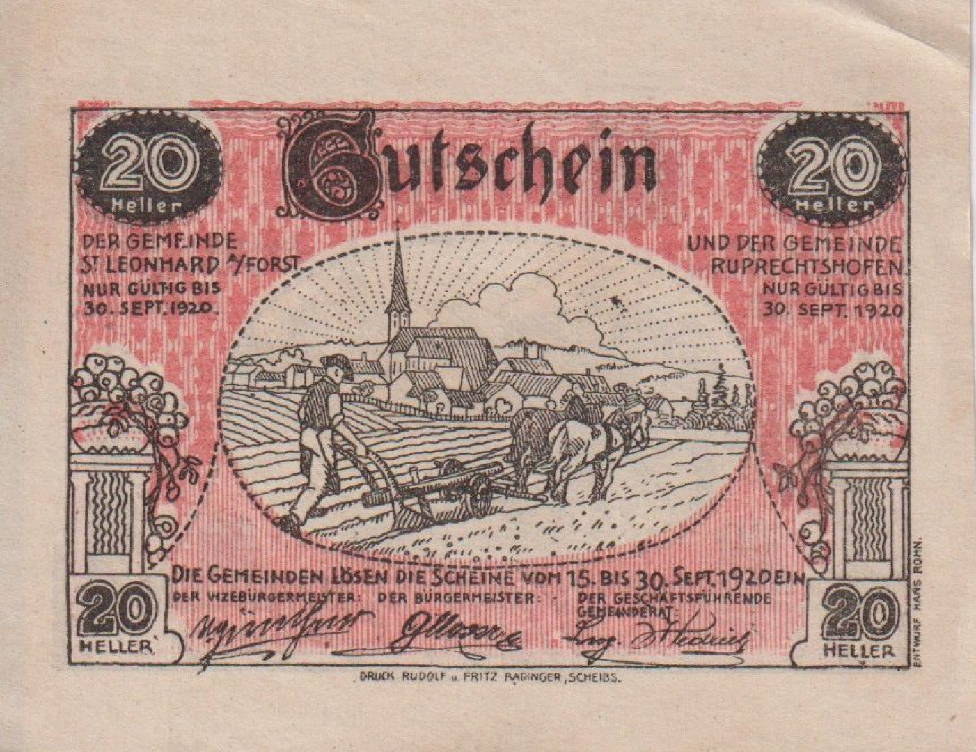 St. Leonhard am Forst 20 heller 1920