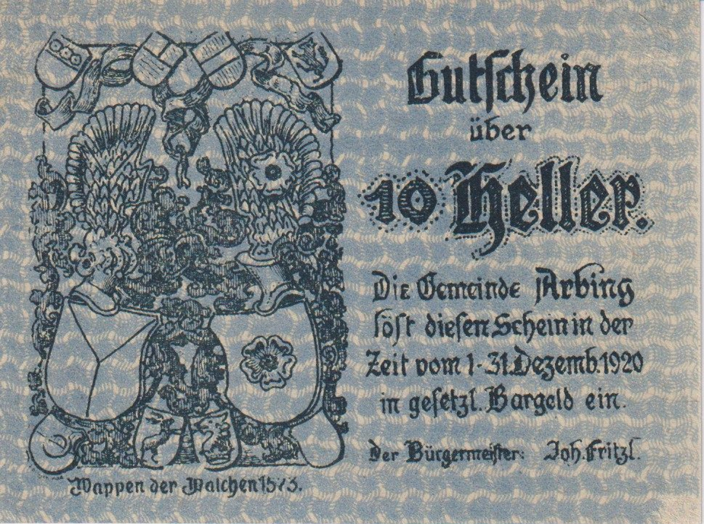 Arbing 10 heller 1920
