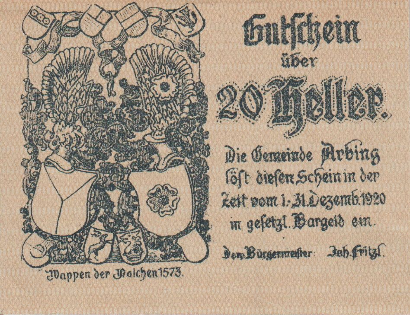 Arbing 20 heller 1920