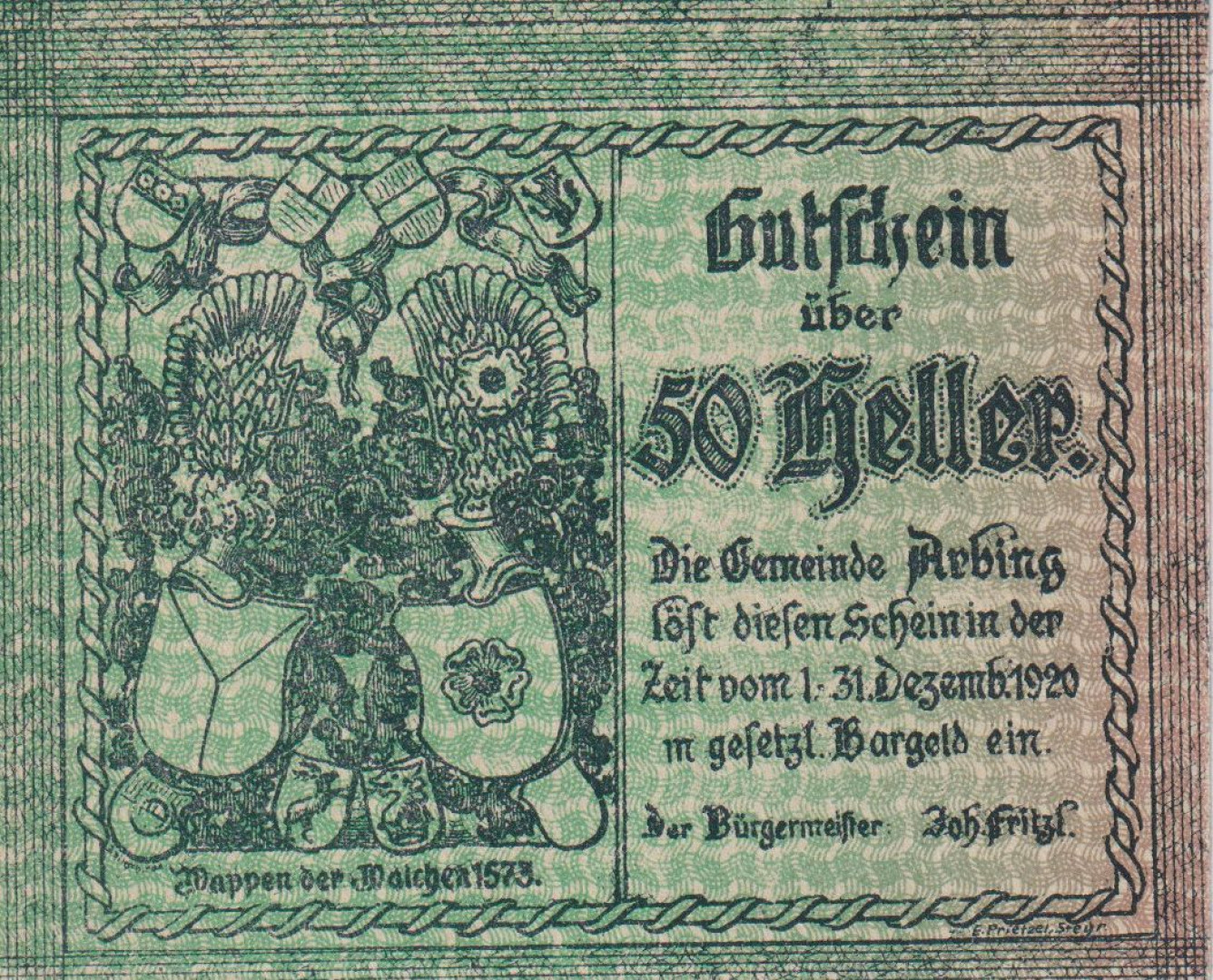 Arbing 50 heller 1920
