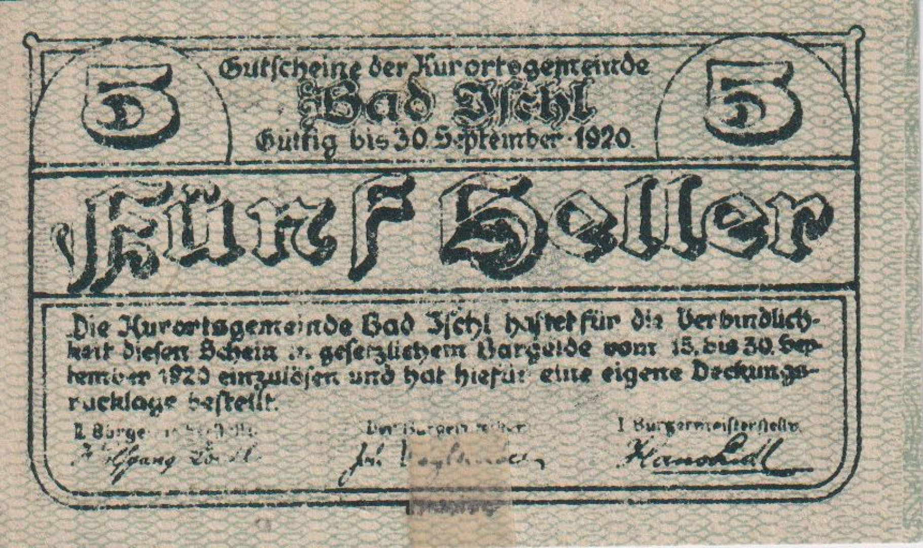 Bad Ischl 5 heller 1920