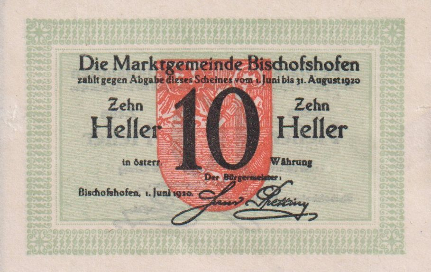 Bischofshofen 10 heller 1920
