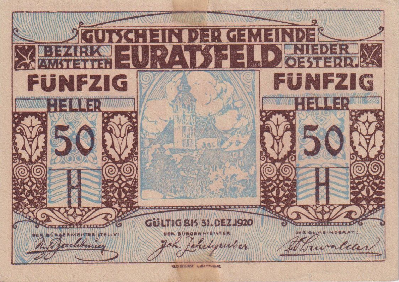 Euratsfeld 50 heller 1920