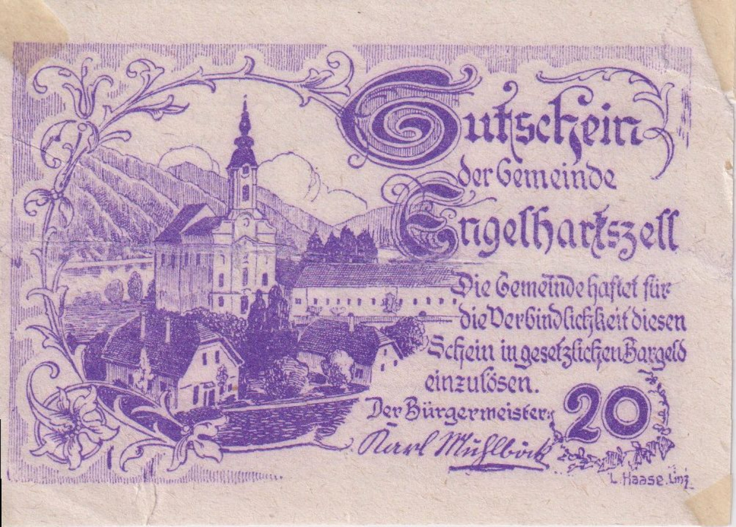 Engelhartszell 20 heller 1920