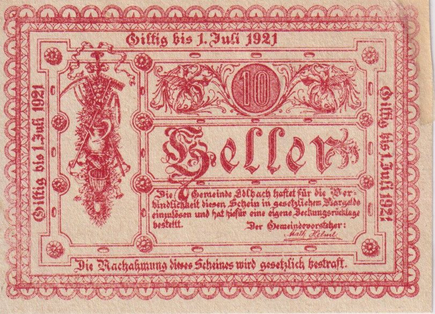 Edlbach 10 heller 1920