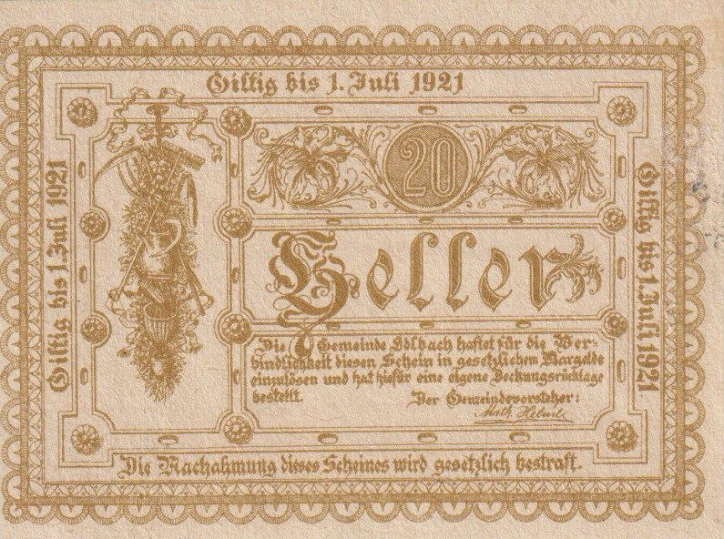 Edlbach 20 heller 1920