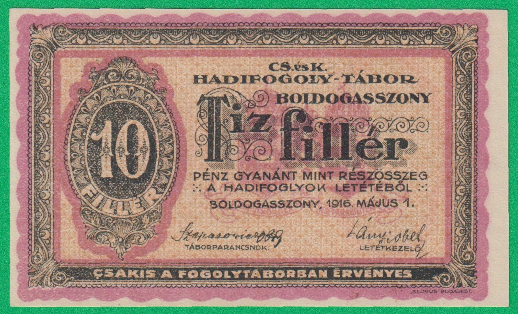 Boldogasszony 10 fillér 1916. MS 31-0774 hadifogolytábor