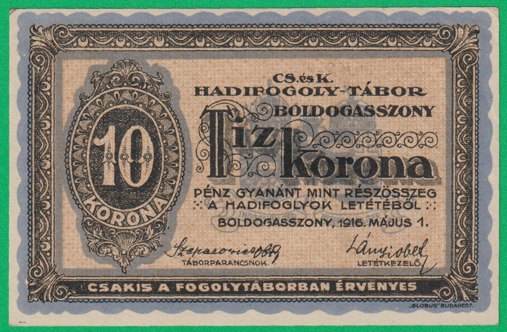 Boldogasszony 10 korona 1916. MS 15-0461 hadifogolytábor