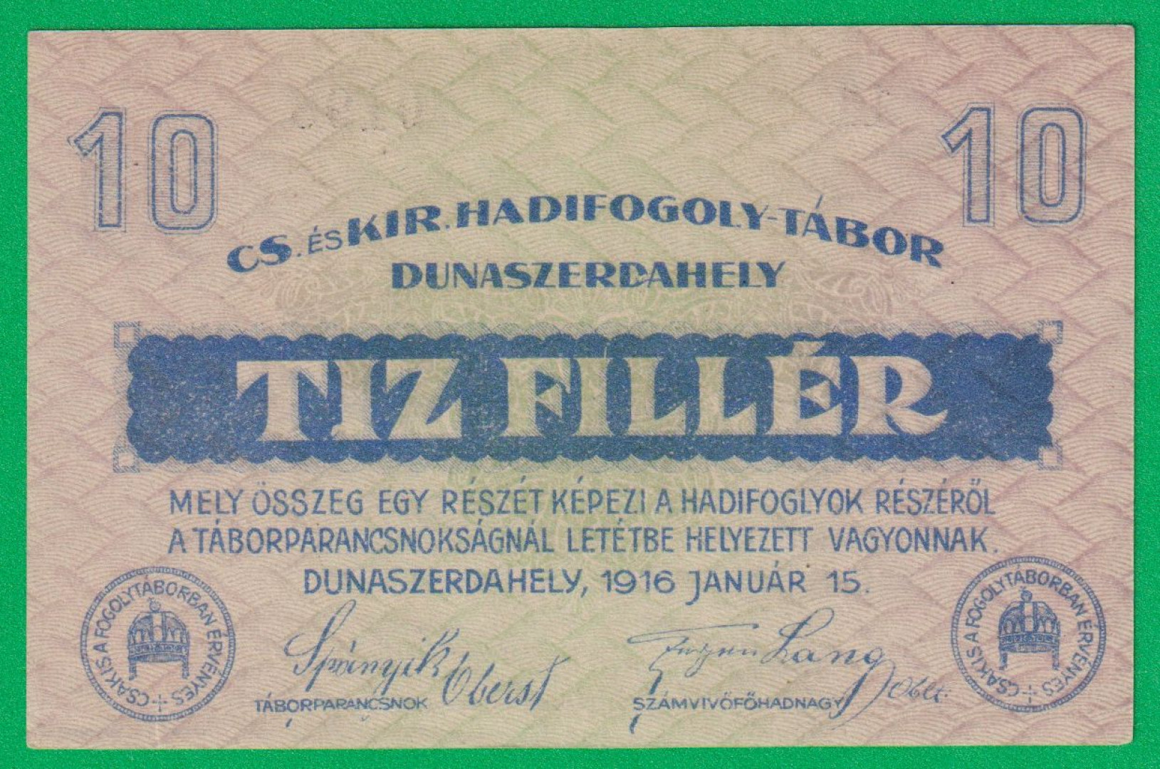 Dunaszerdahely 10 fillér 1916. 11-0198 hadifogolytábor