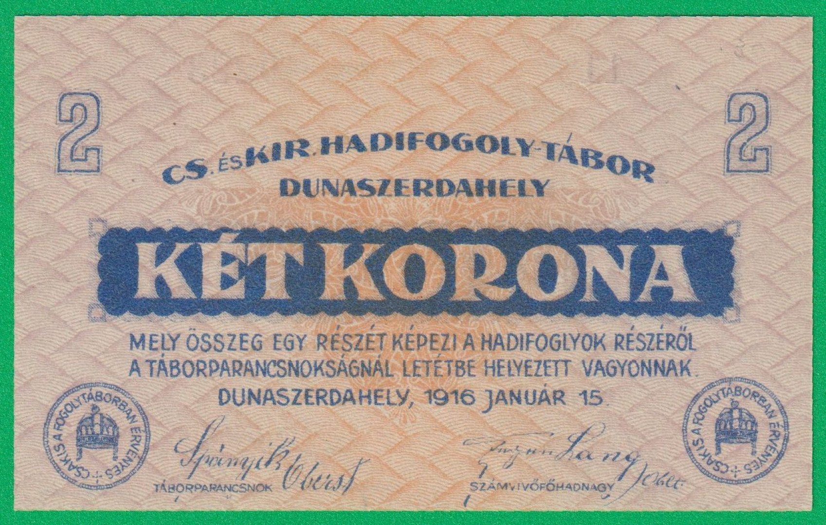 Dunaszerdahely 2 korona 1916. 11-0223 hadifogolytábor